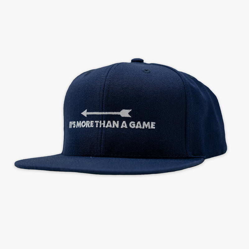 Adult model wearing hat with “Homerun Hustle” design