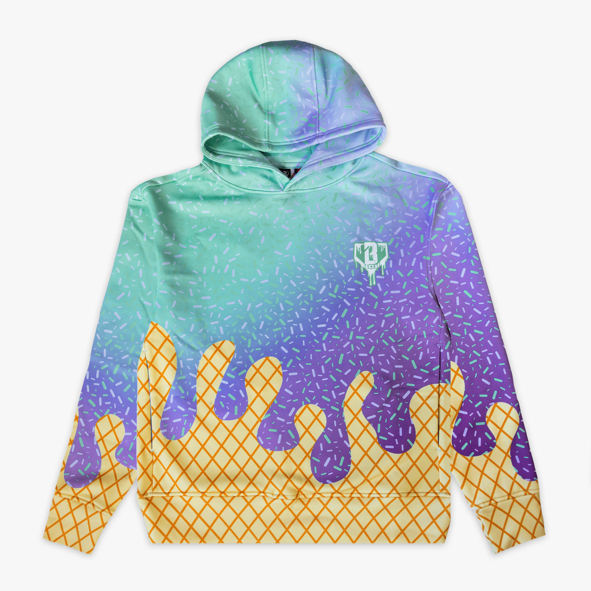 Multi-Color Ice Cream Galaxy Grape youth hoodie — front view