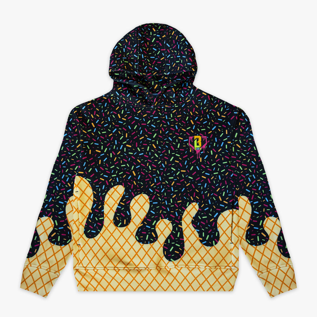 Black Ice Cream Midnight Sundae hoodie — front view