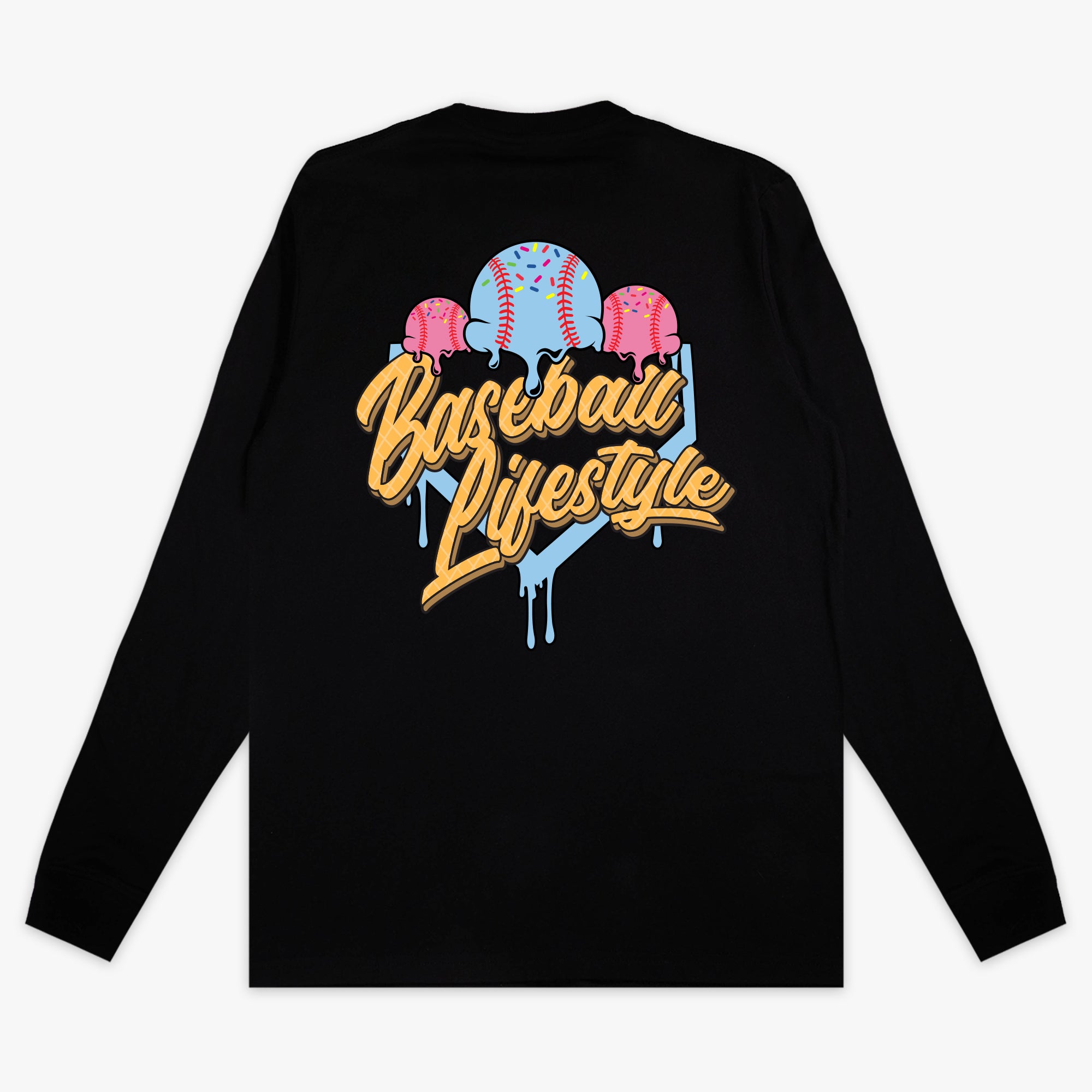 Ice Cream Long Sleeve Tee - Cotton Candy - Baseball Lifestyle 101