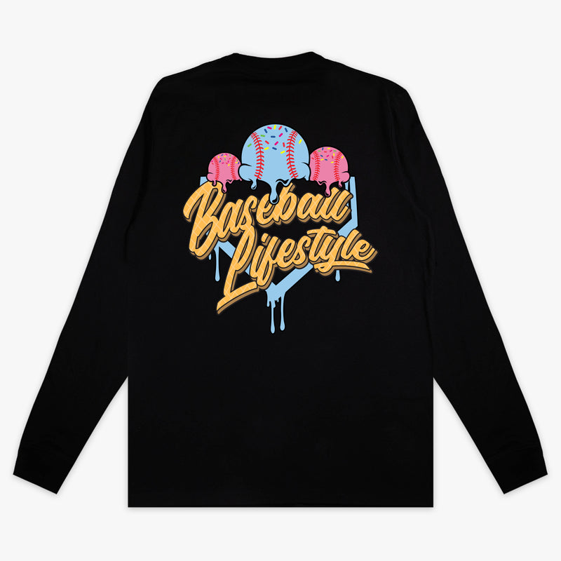 Ice Cream Long Sleeve Cotton Candy graphic tee - back view