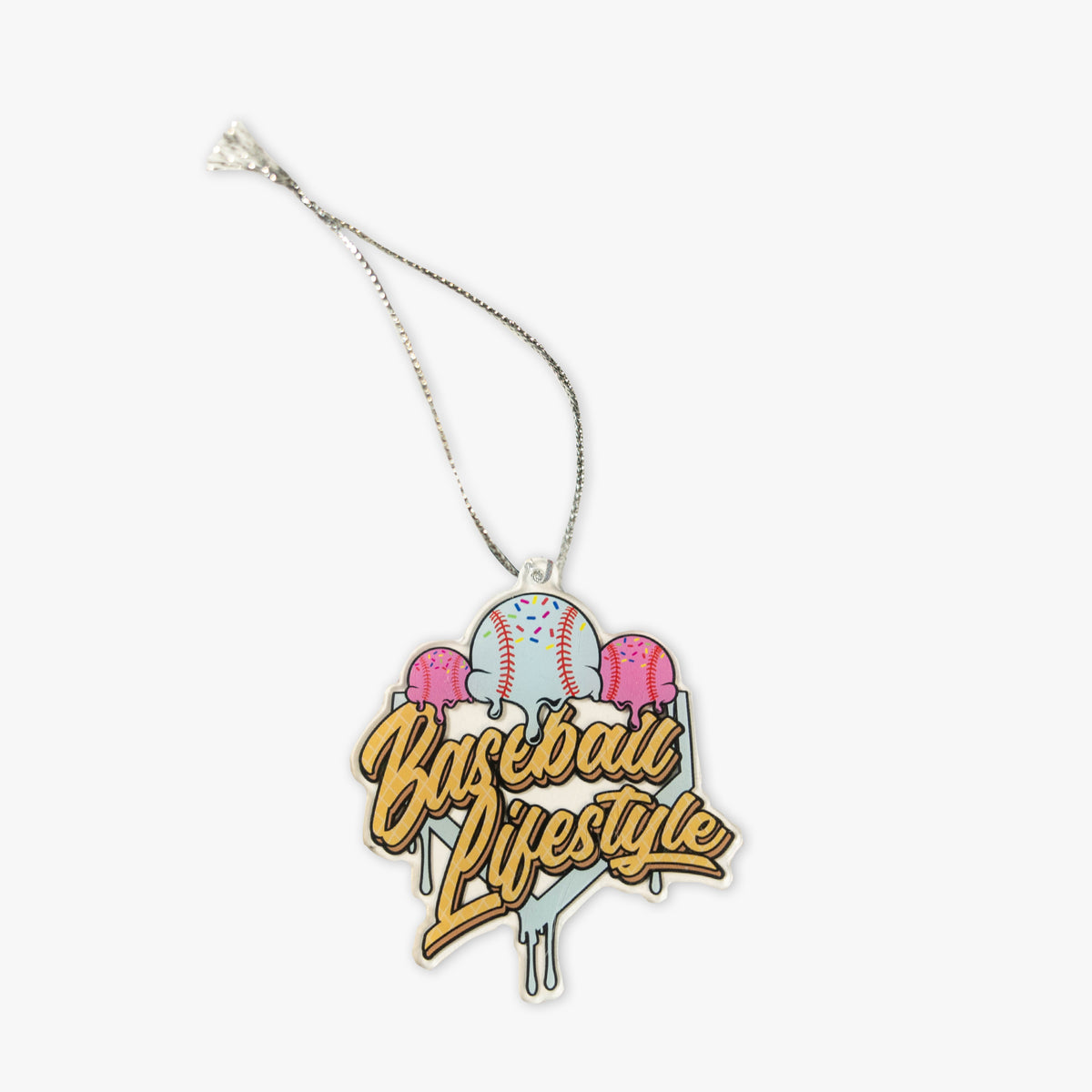 Teal ornament with "Ice Cream Ornament" design
