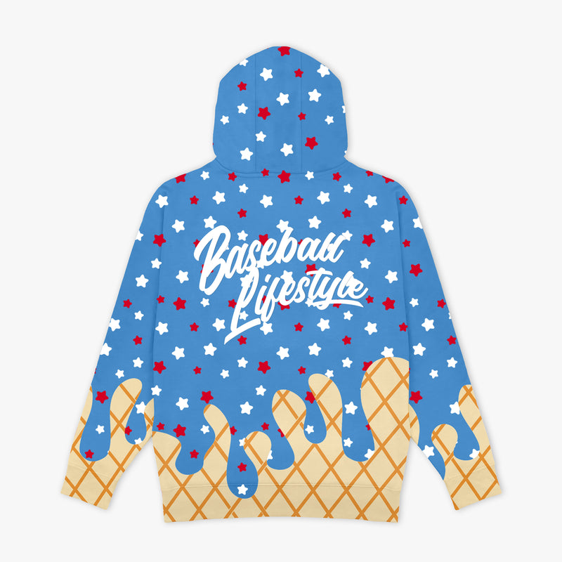Red Ice Cream USA youth hoodie — back view
