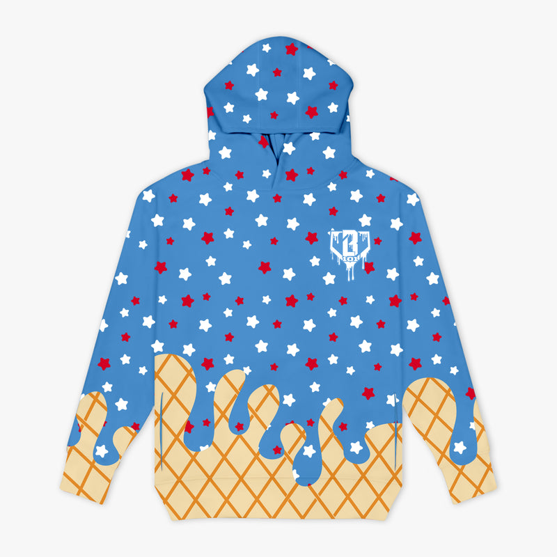 Red Ice Cream USA youth hoodie — front view