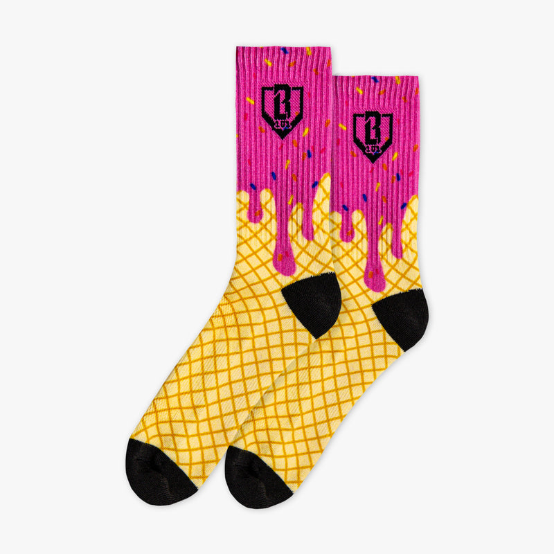 Socks with a Strawberry Ice Cream Design