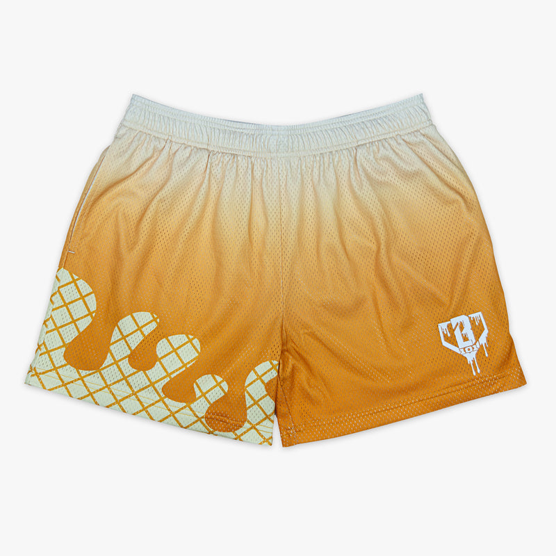 Orange Ice Cream Creamsicle youth shorts — front view