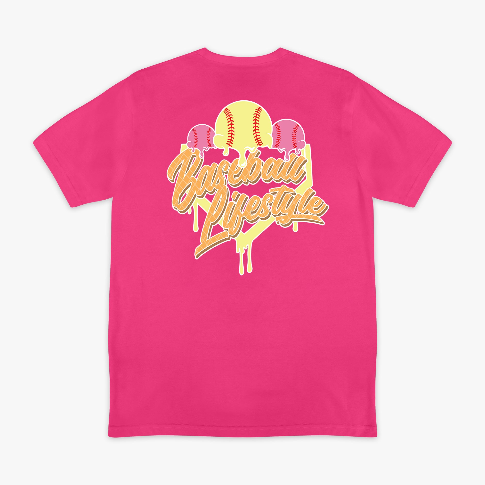Pink Ice Cream Strawberry Banana graphic tee — back view