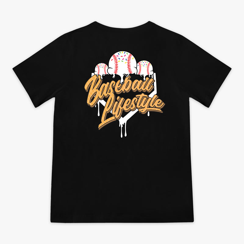 Black & white Ice Cream Vanilla youth graphic tee — back view
