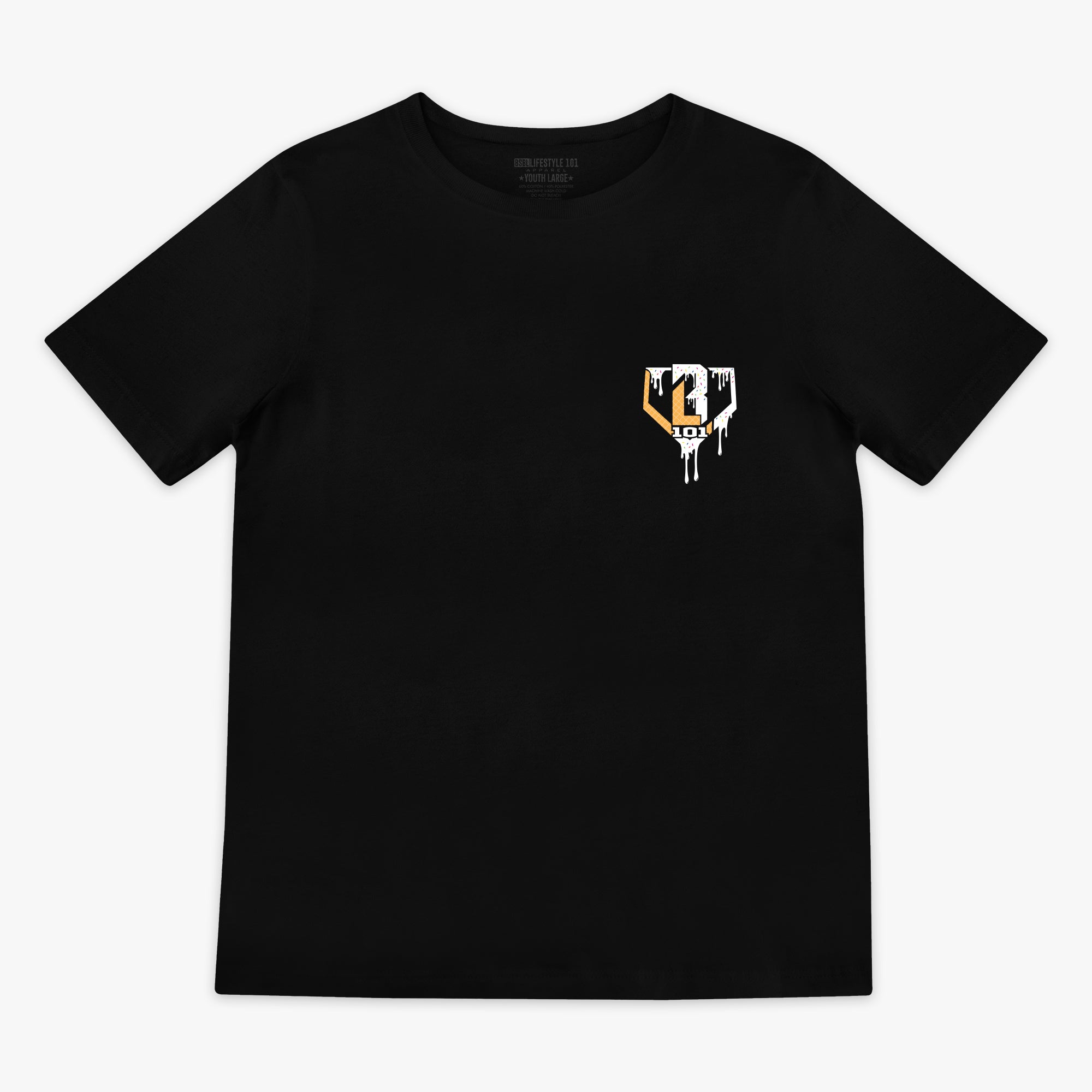Black & white Ice Cream Vanilla youth graphic tee — front view