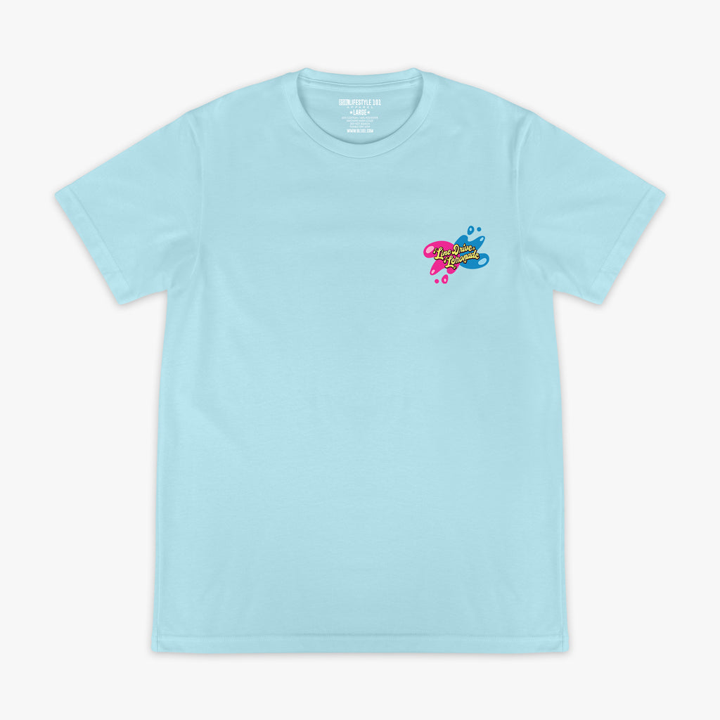 Blue Lemon Burst graphic tee — front view