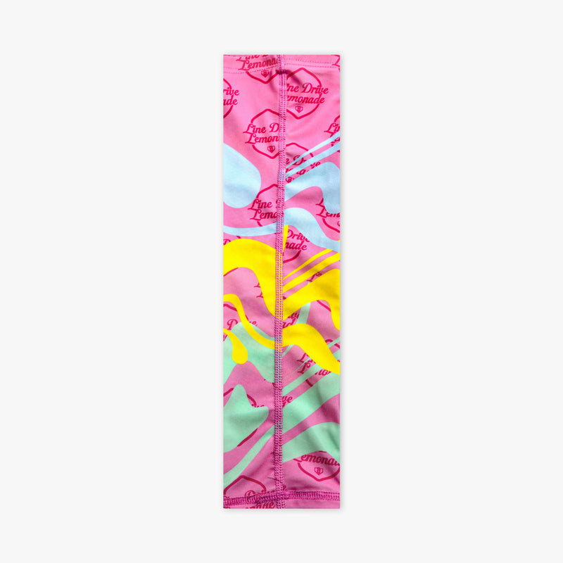 Adult model wearing pink arm sleeve with "Lemon Burst" design