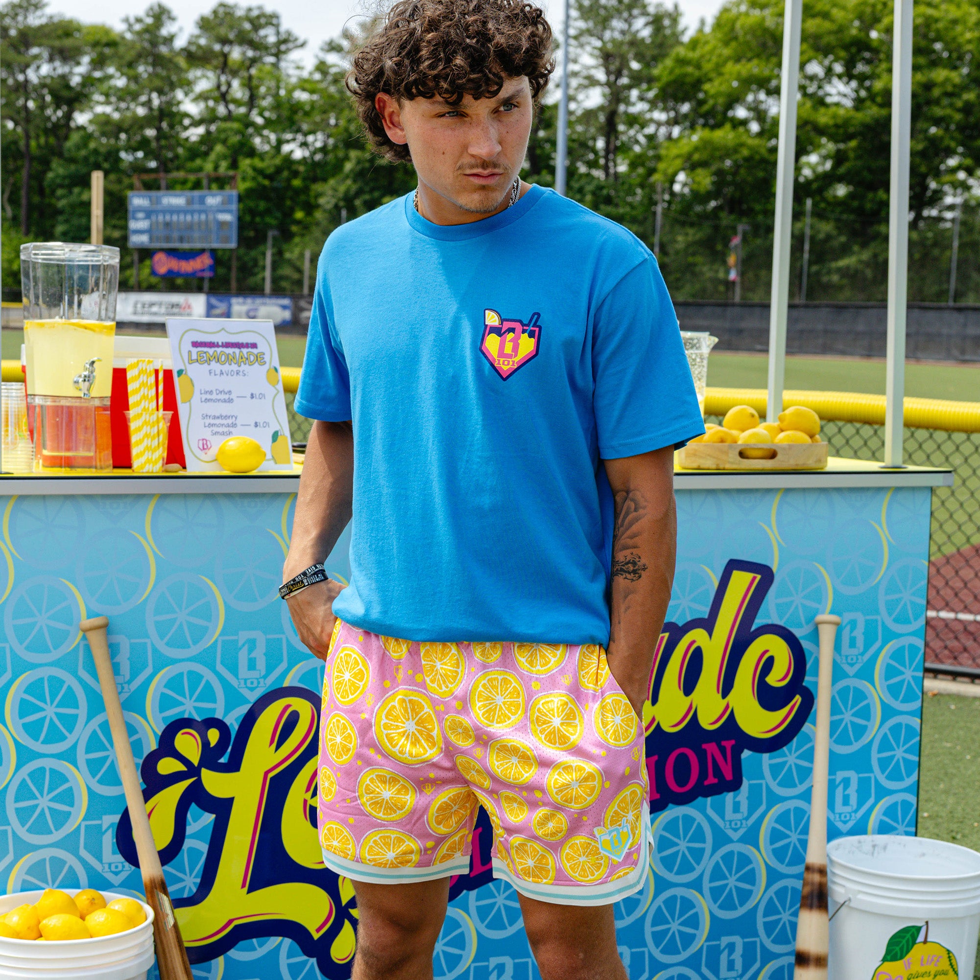 Lemon Squeeze Court Shorts - Pink - Baseball Lifestyle 101