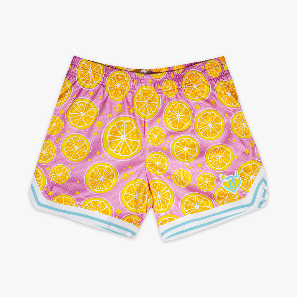 Pink Lemon Squeeze Court shorts — front view