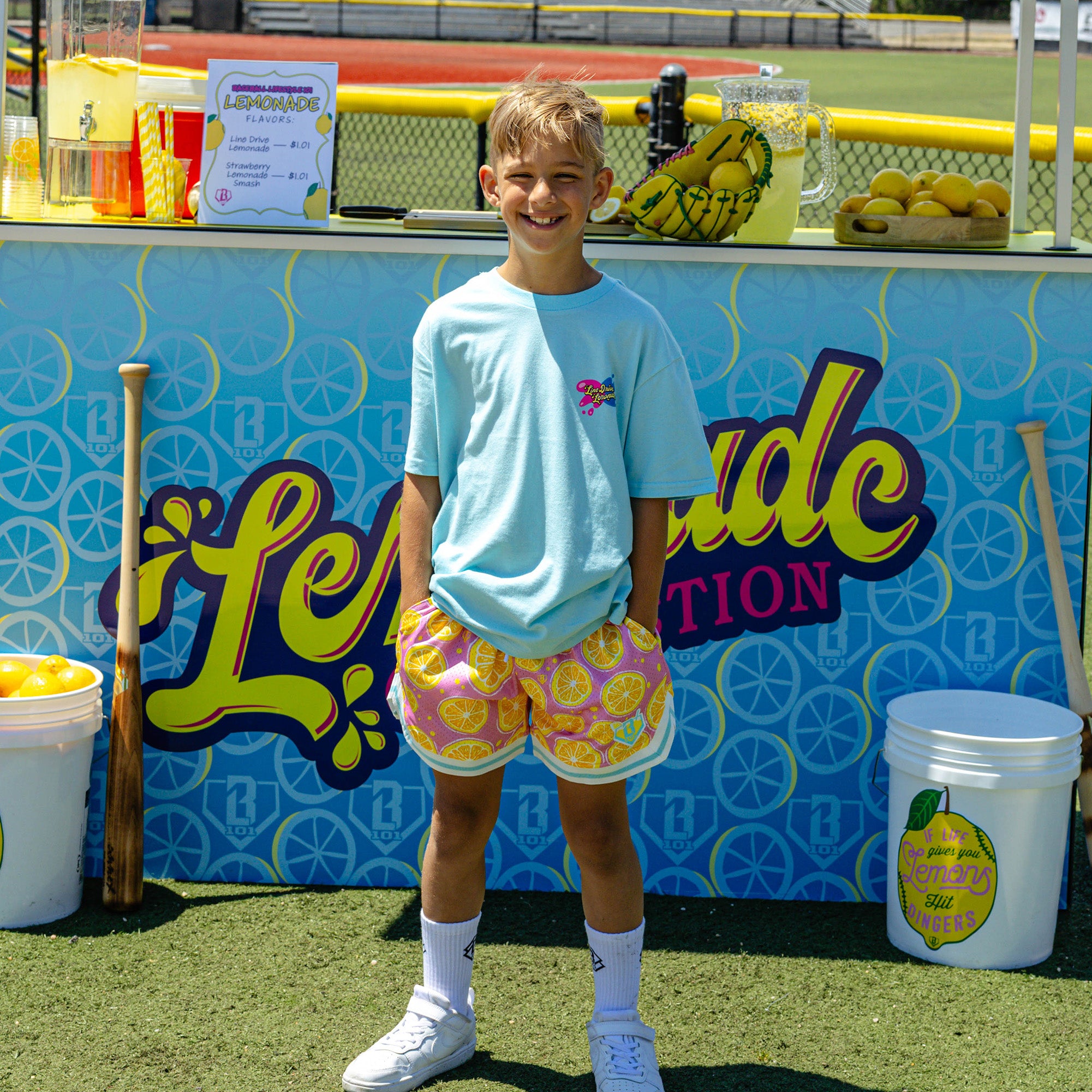Lemon Squeeze Youth Court Shorts - Pink - Baseball Lifestyle 101
