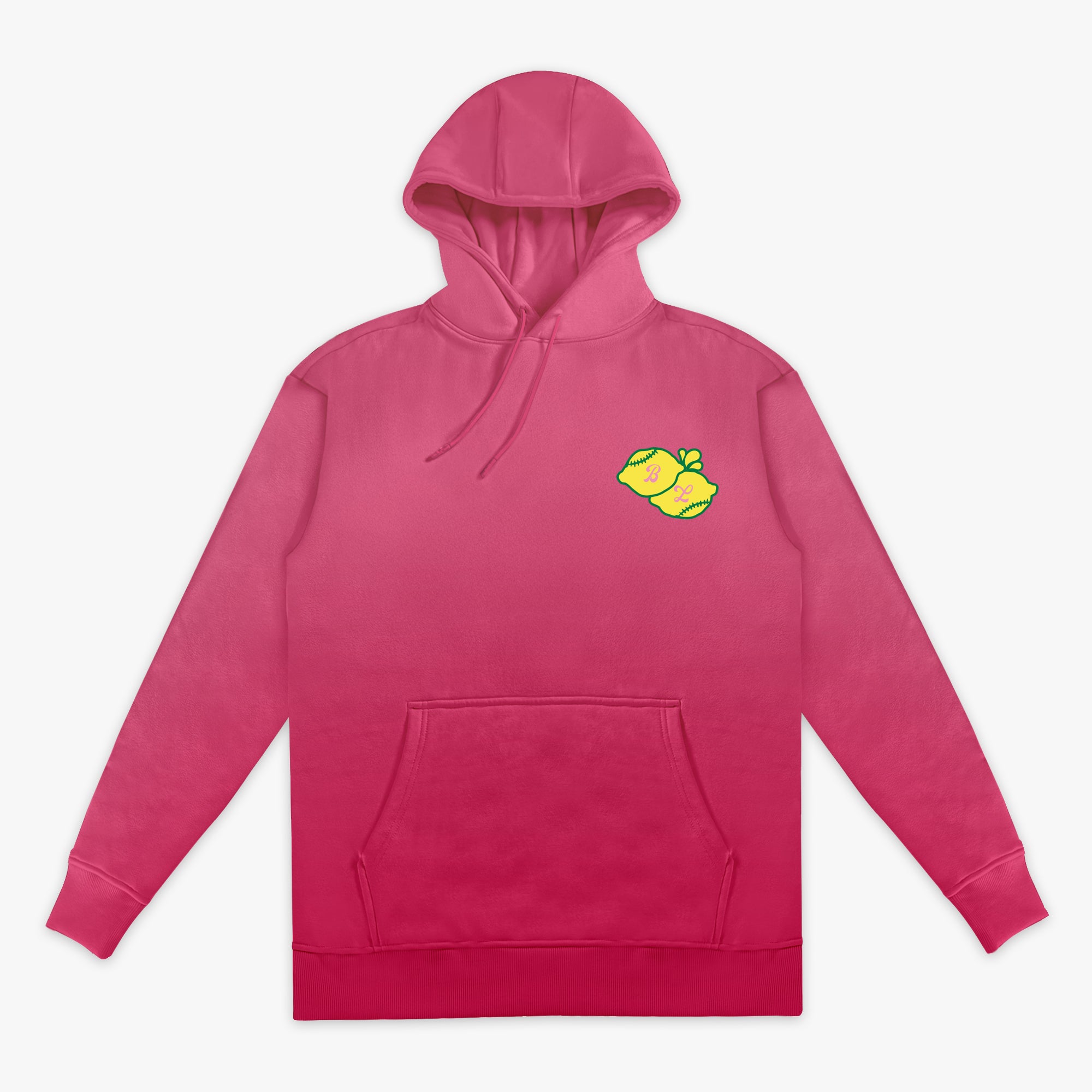 Pink Lemon Dingers hoodie — front view