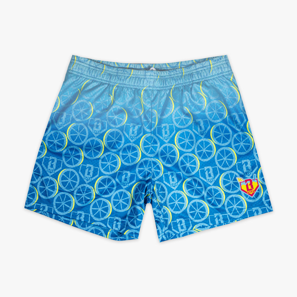 Blue Lemonade Splash shorts — front view