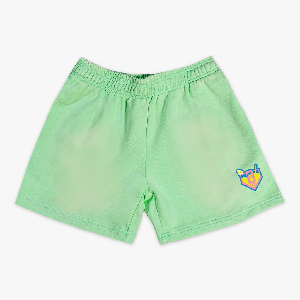 Green Lemonade youth shorts — front view