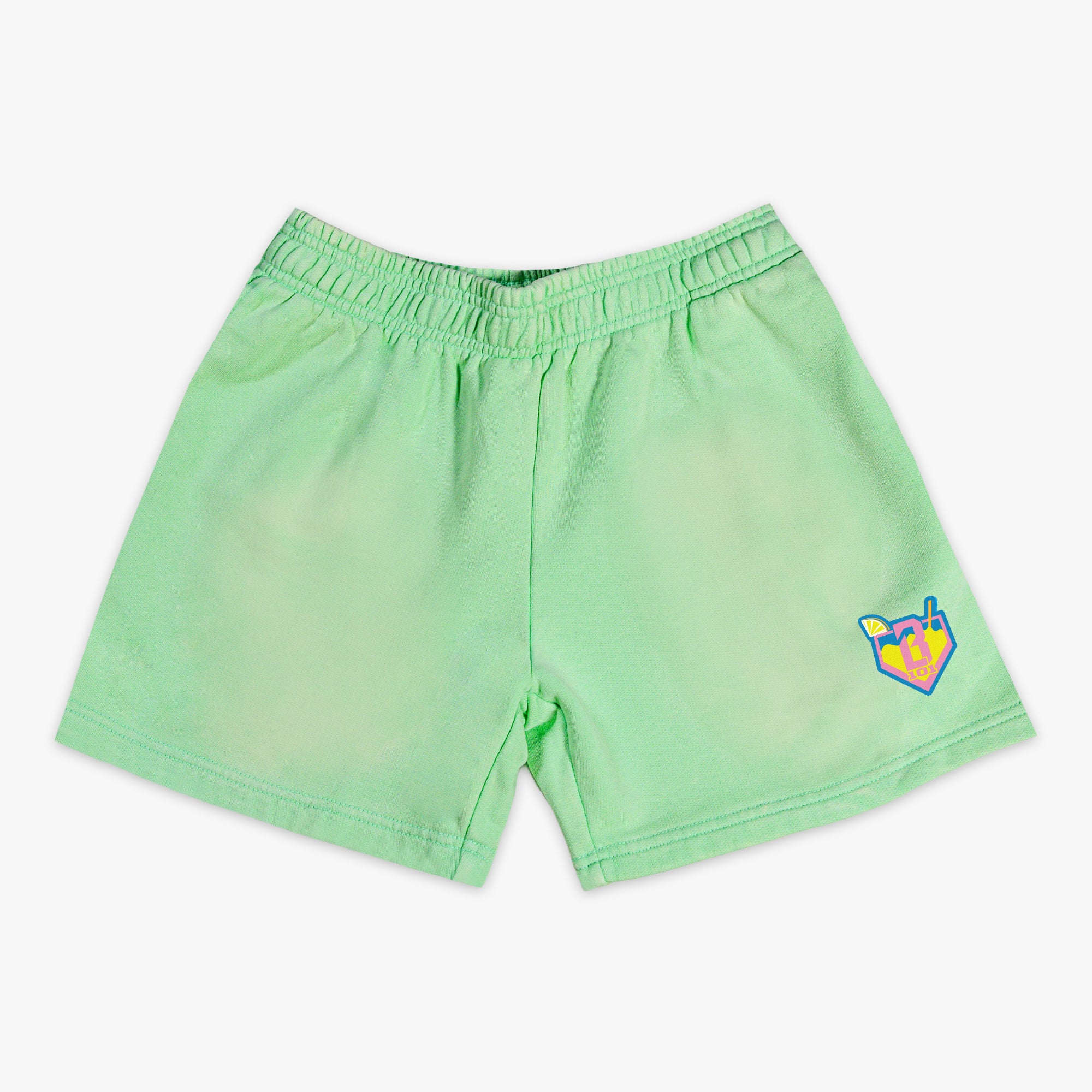 Green Lemonade youth shorts — front view