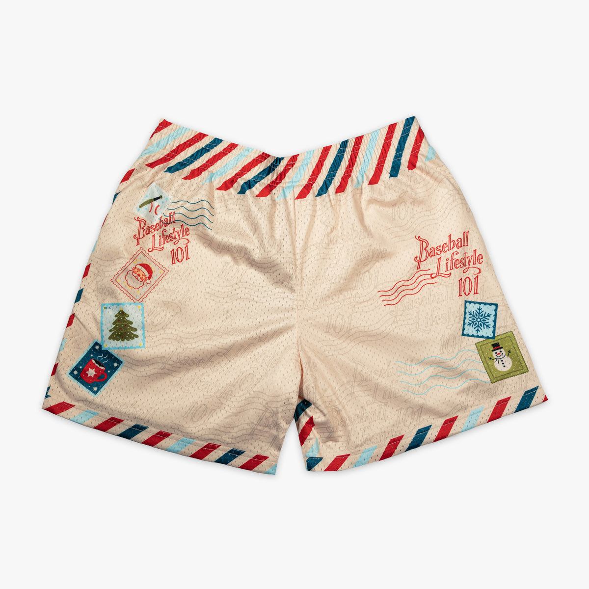 White shorts with "Letter To Santa" design - back view