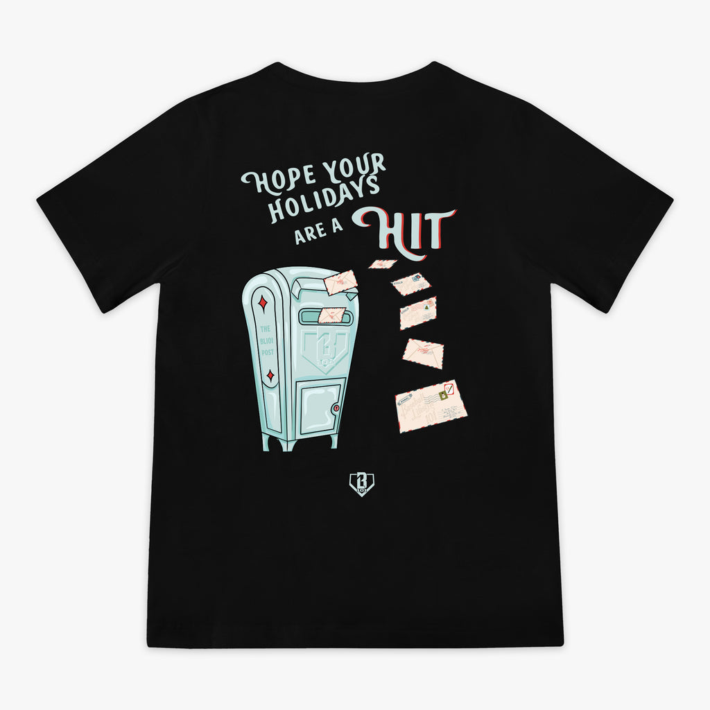 Black youth graphic tee with "Letter To Santa" design - back view