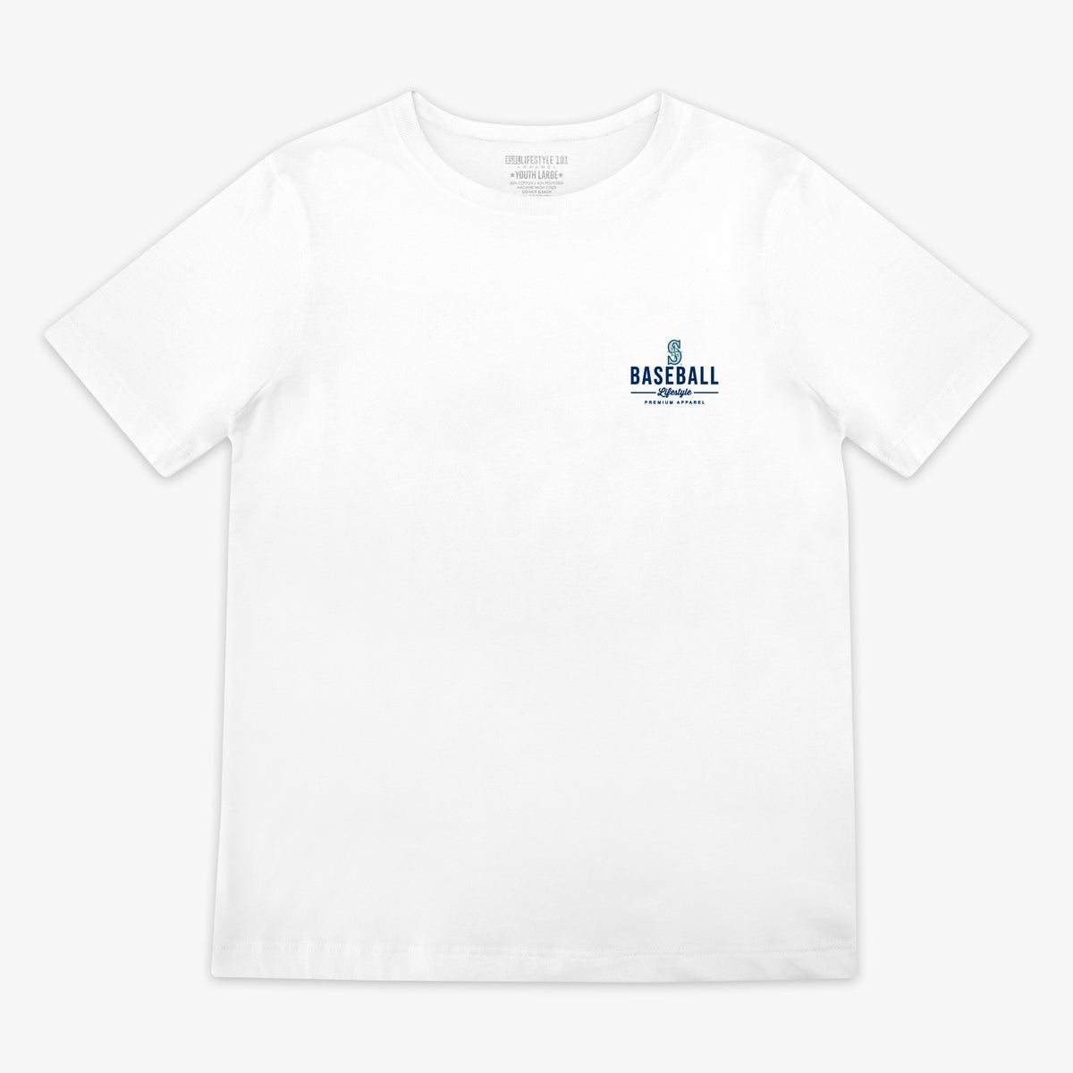 White youth graphic tee with "Seattle Mariners Ice Cream Cap" design - front view