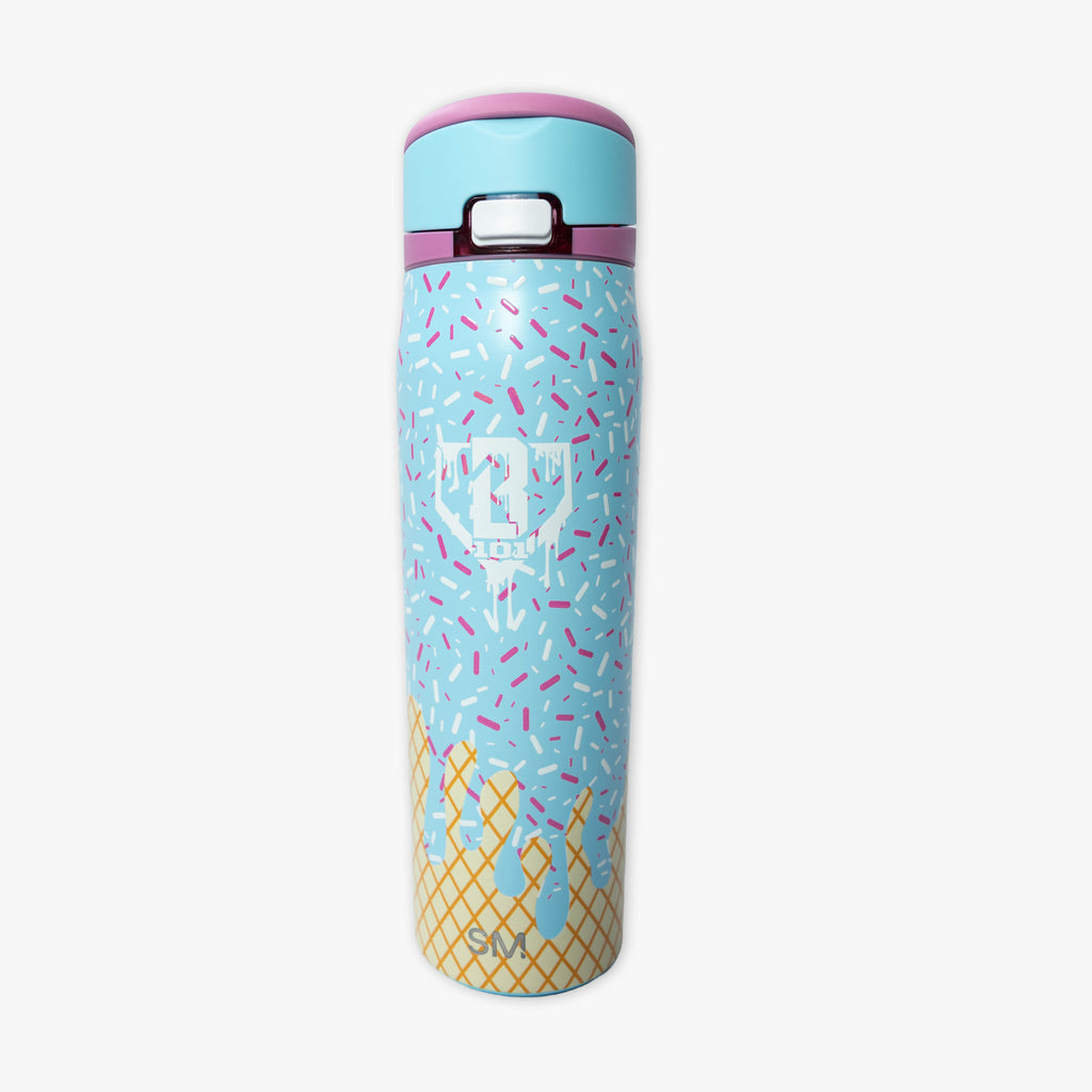 Blue Mesa Loop water bottle with covered straw — Cotton Candy Ice Cream, product view