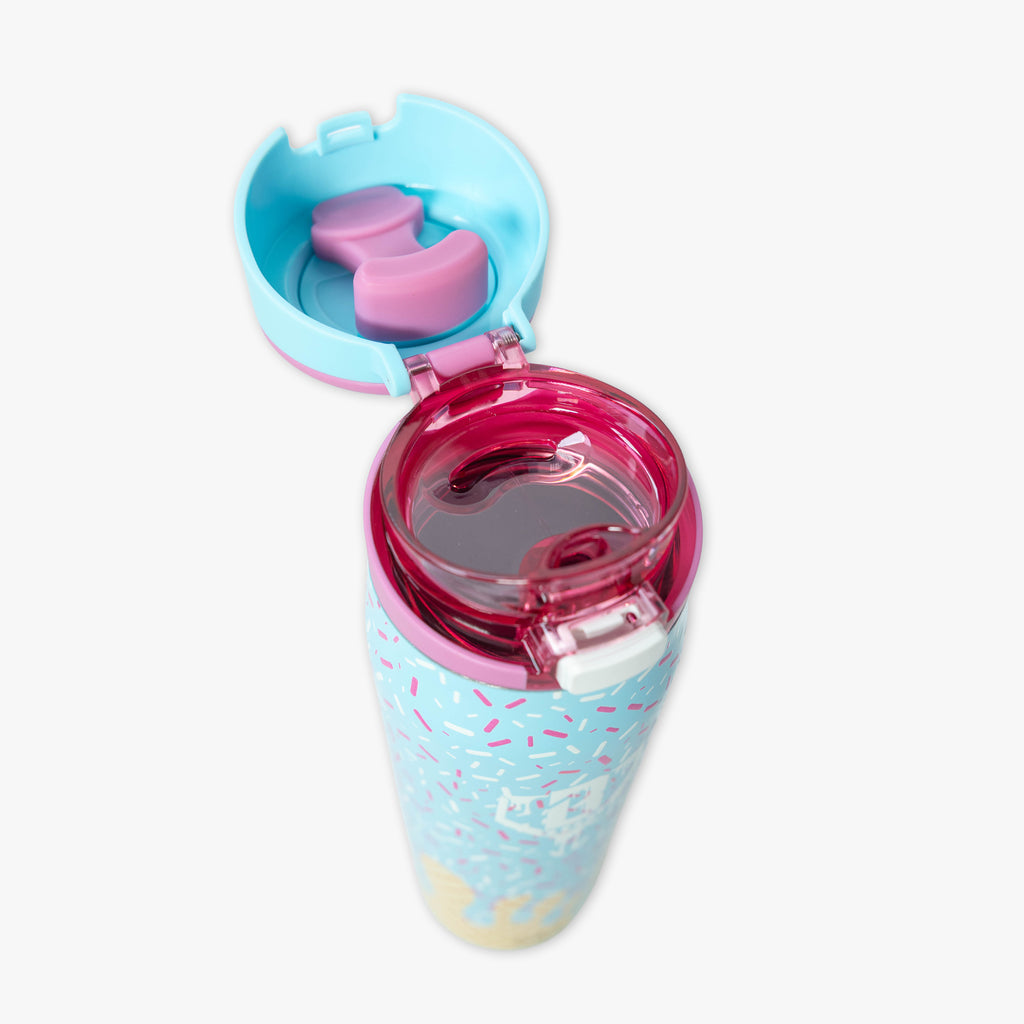 Blue Mesa Loop water bottle with covered straw — Cotton Candy Ice Cream, product view