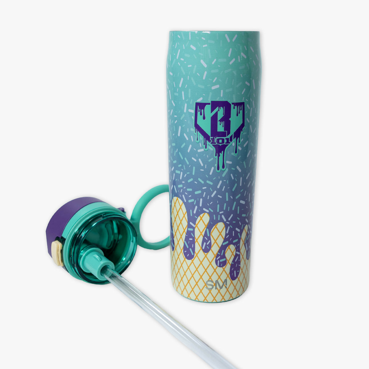 Multi-Color Mesa Loop water bottle with covered straw — Galaxy Grape Ice Cream, product view