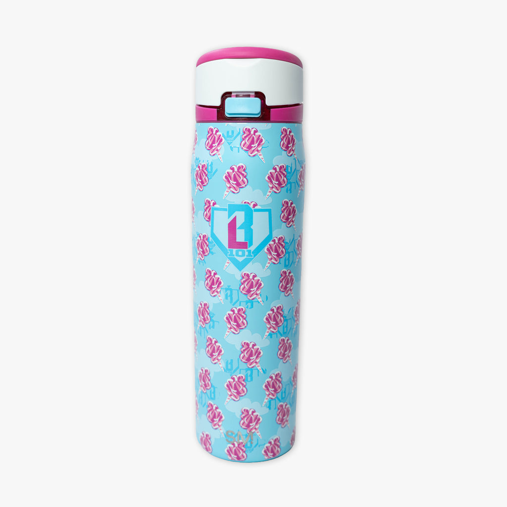 Blue Mesa Loop water bottle with covered straw — Home Run Sugar, product view