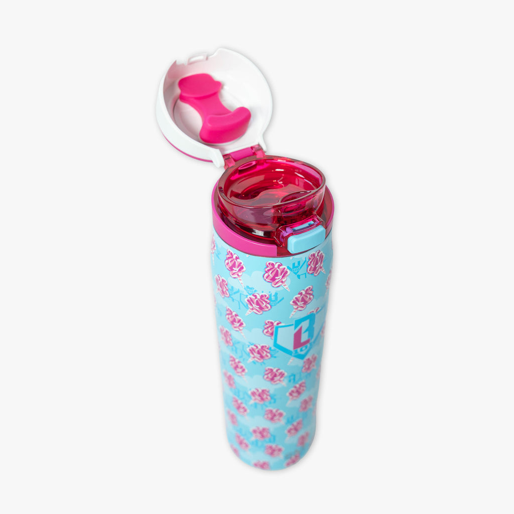 Blue Mesa Loop water bottle with covered straw — Home Run Sugar, product view