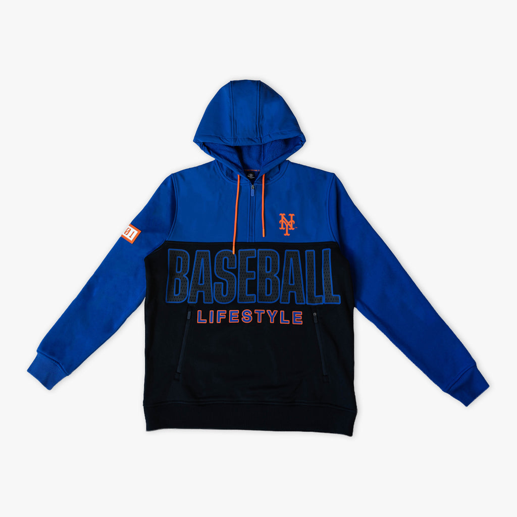 Blue New York Mets Color Block quarter zip — front view