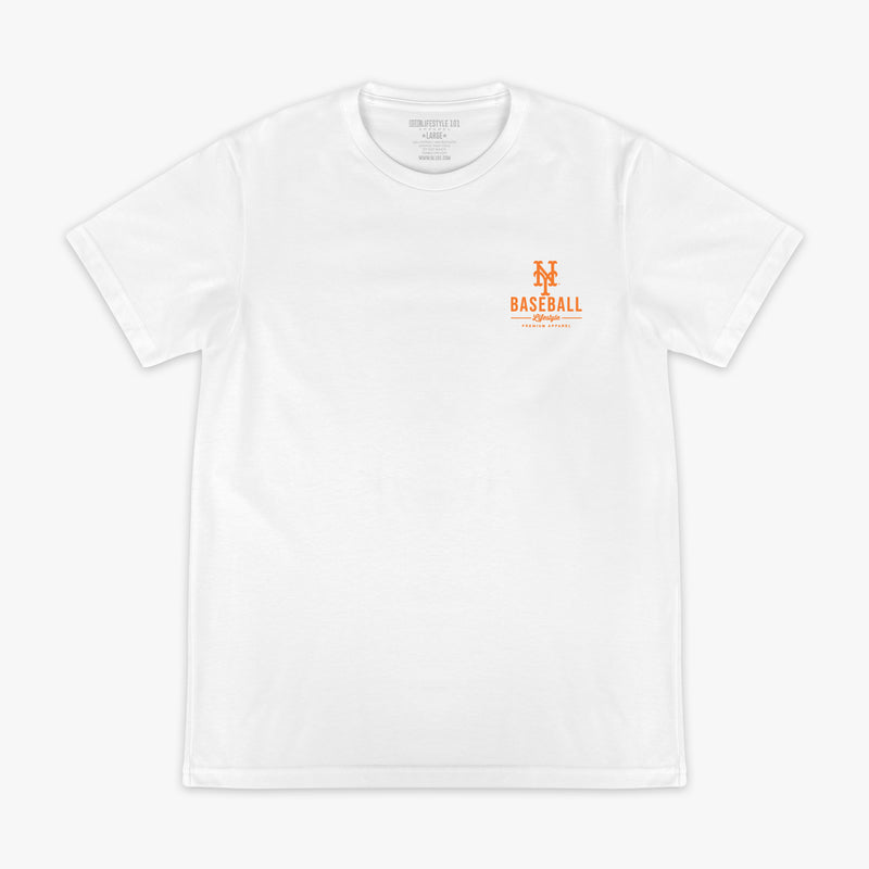White graphic tee with "New York Mets Ice Cream Cap" design - front view