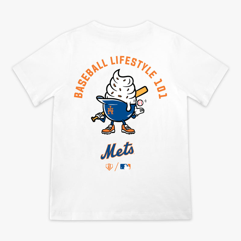 White youth graphic tee with "New York Mets Ice Cream Cap" design - back view