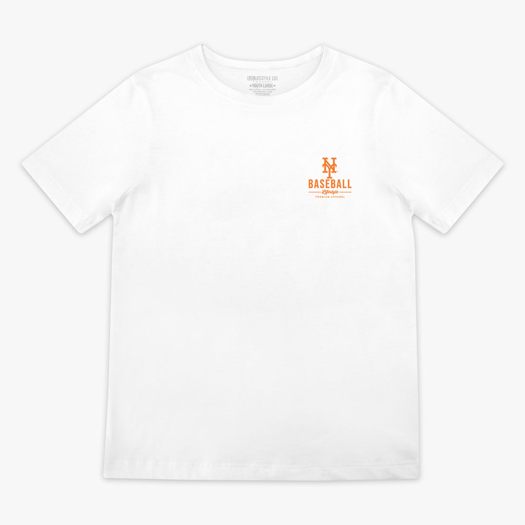 White youth graphic tee with "New York Mets Ice Cream Cap" design - front view