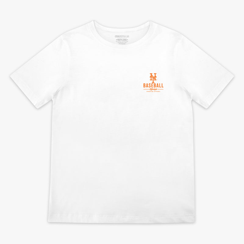 White youth graphic tee with "New York Mets Ice Cream Cap" design - front view