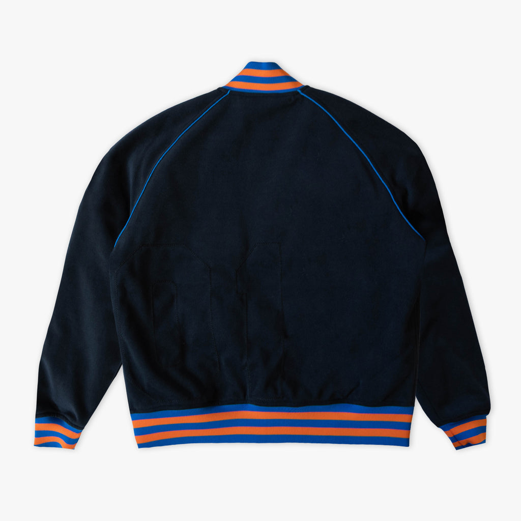 Black New York Mets Stadium bomber jacket — back view