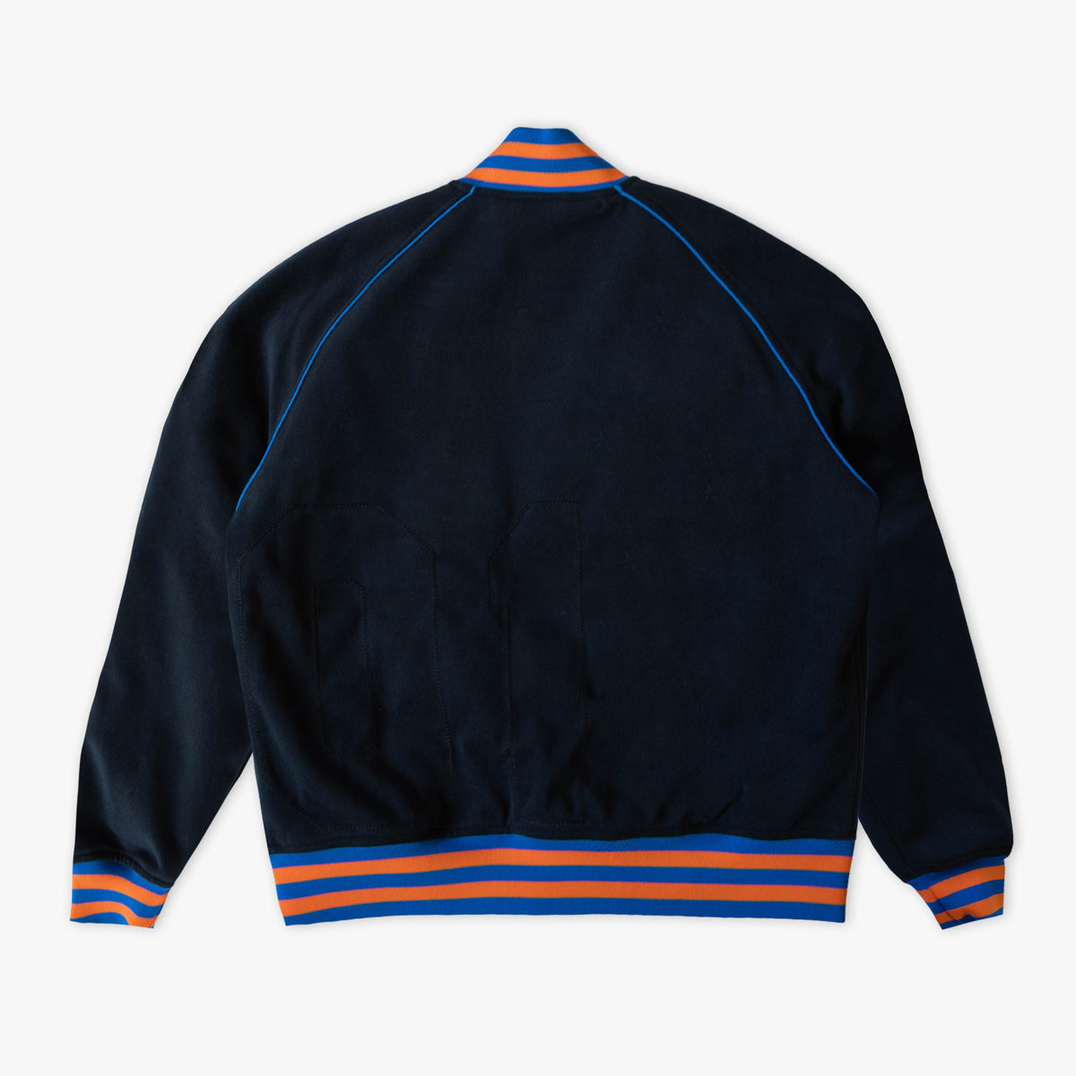 Black New York Mets Stadium bomber jacket — back view
