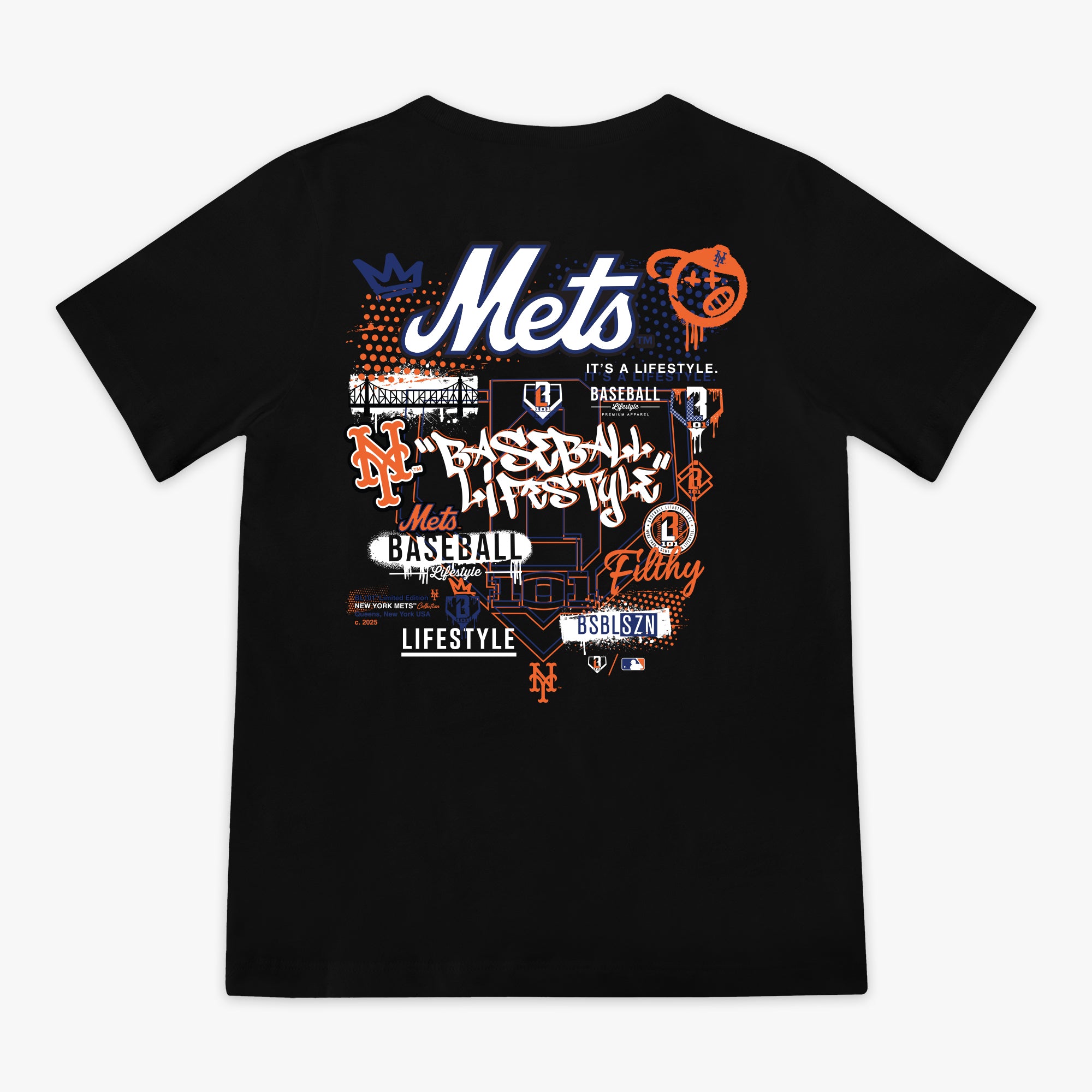 New York Mets Drip Youth Tee - Black