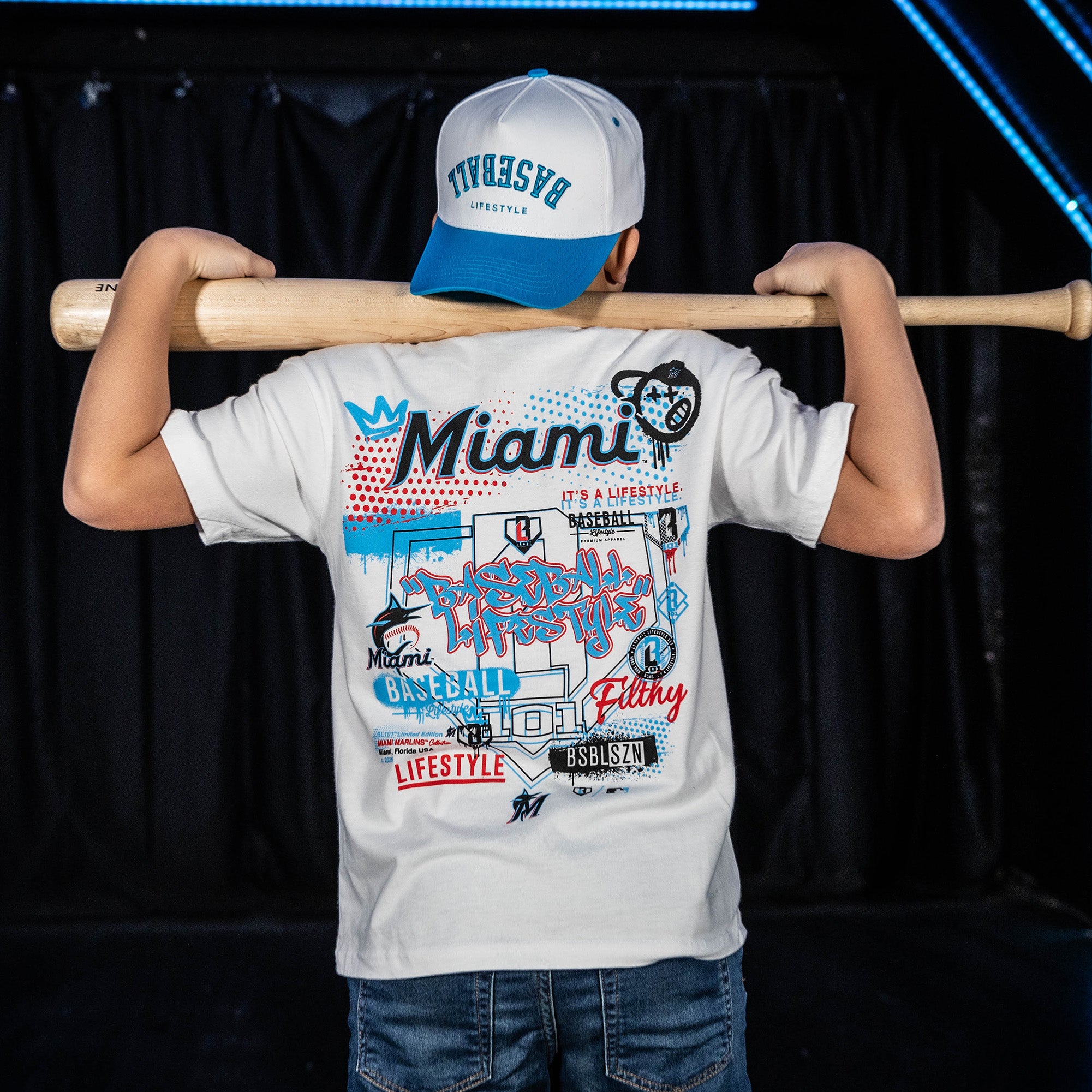 Miami Marlins Drip Youth Tee