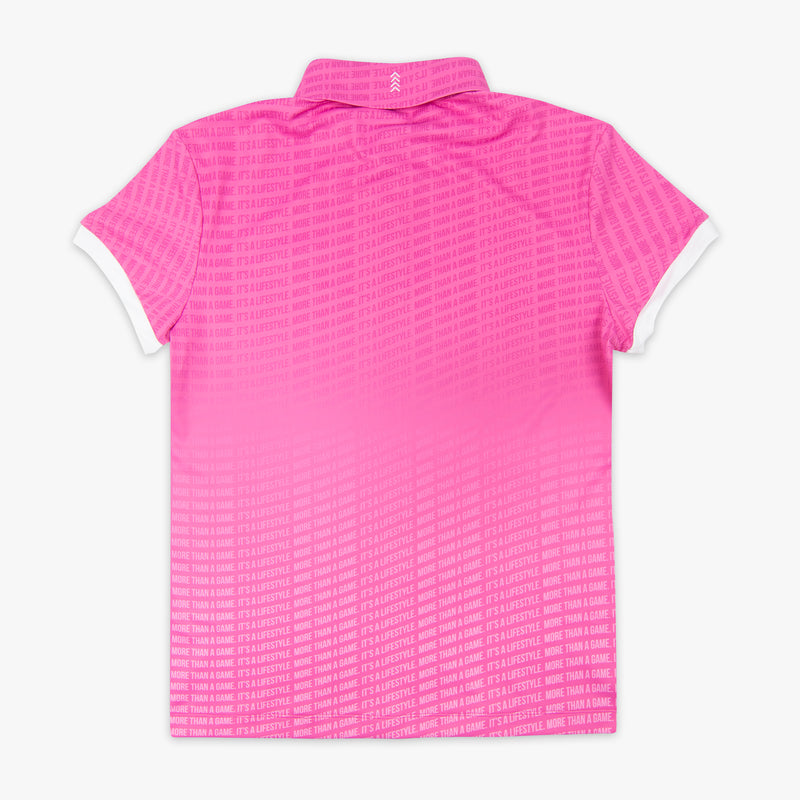 Pink and white More Than a Game Gradient polo — back view