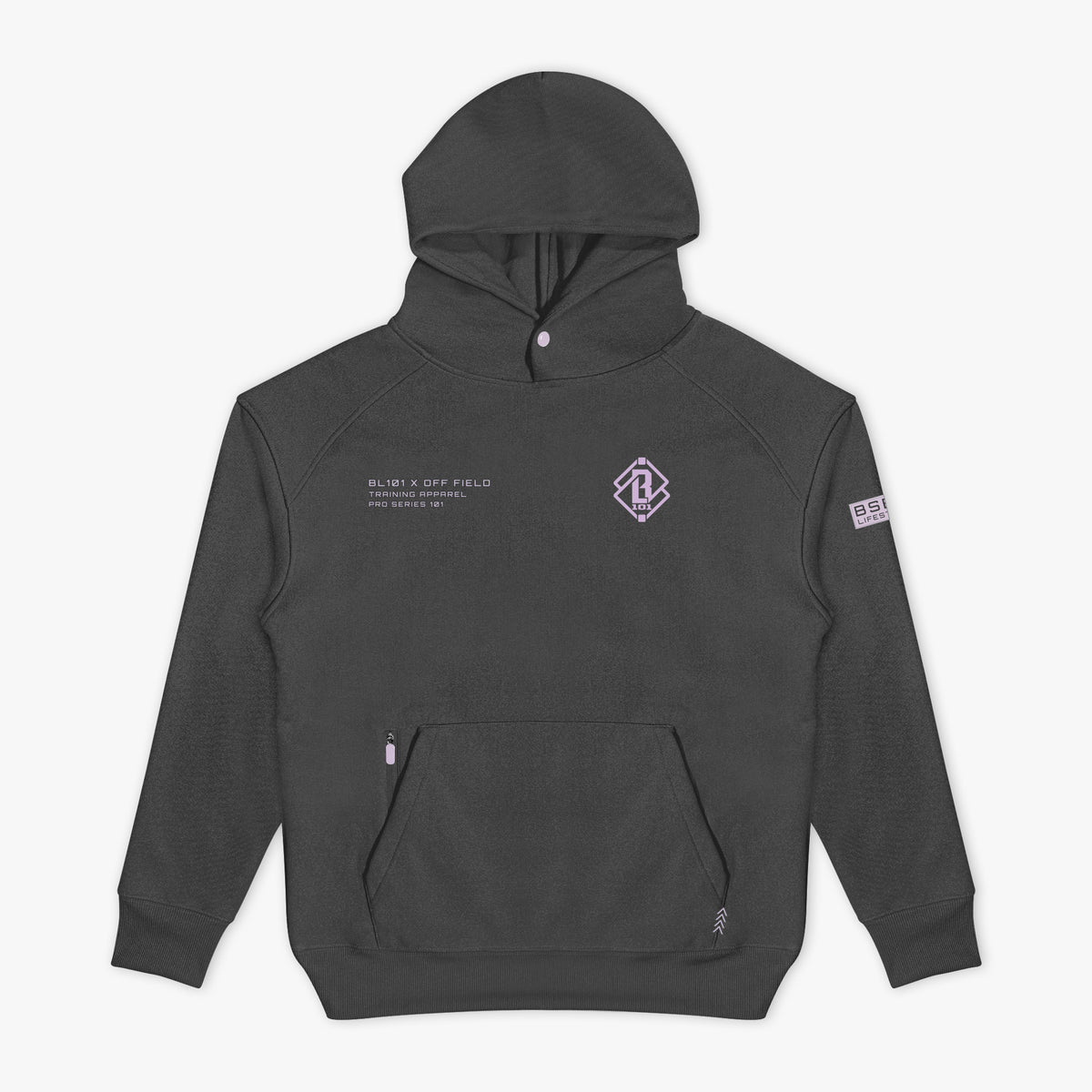 Gray and lilac Off-Field Waffle Performance hoodie — front view