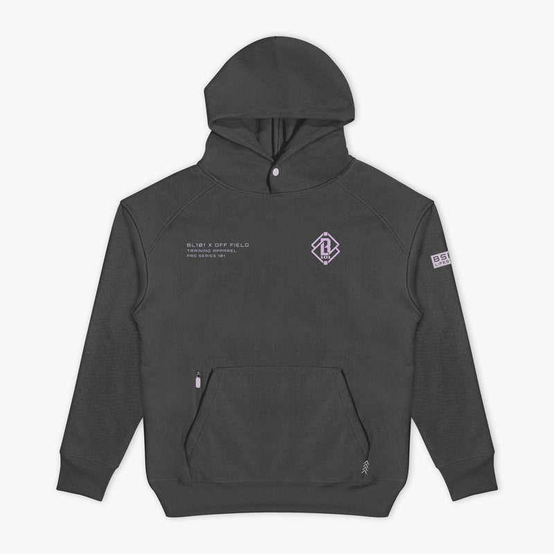 Gray and lilac Off-Field Waffle Performance hoodie — front view