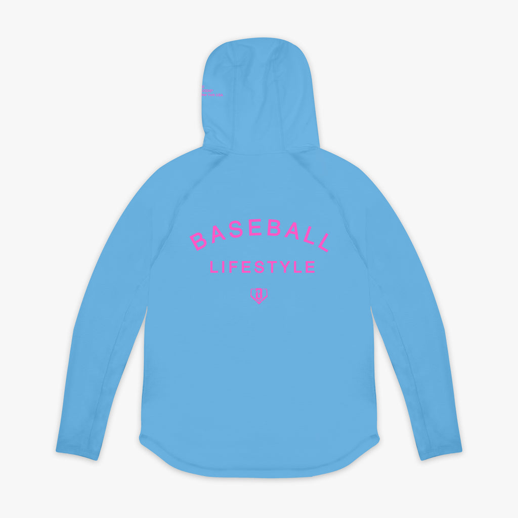 Blue Off-Field Cotton Candy Blue hoodie — back view