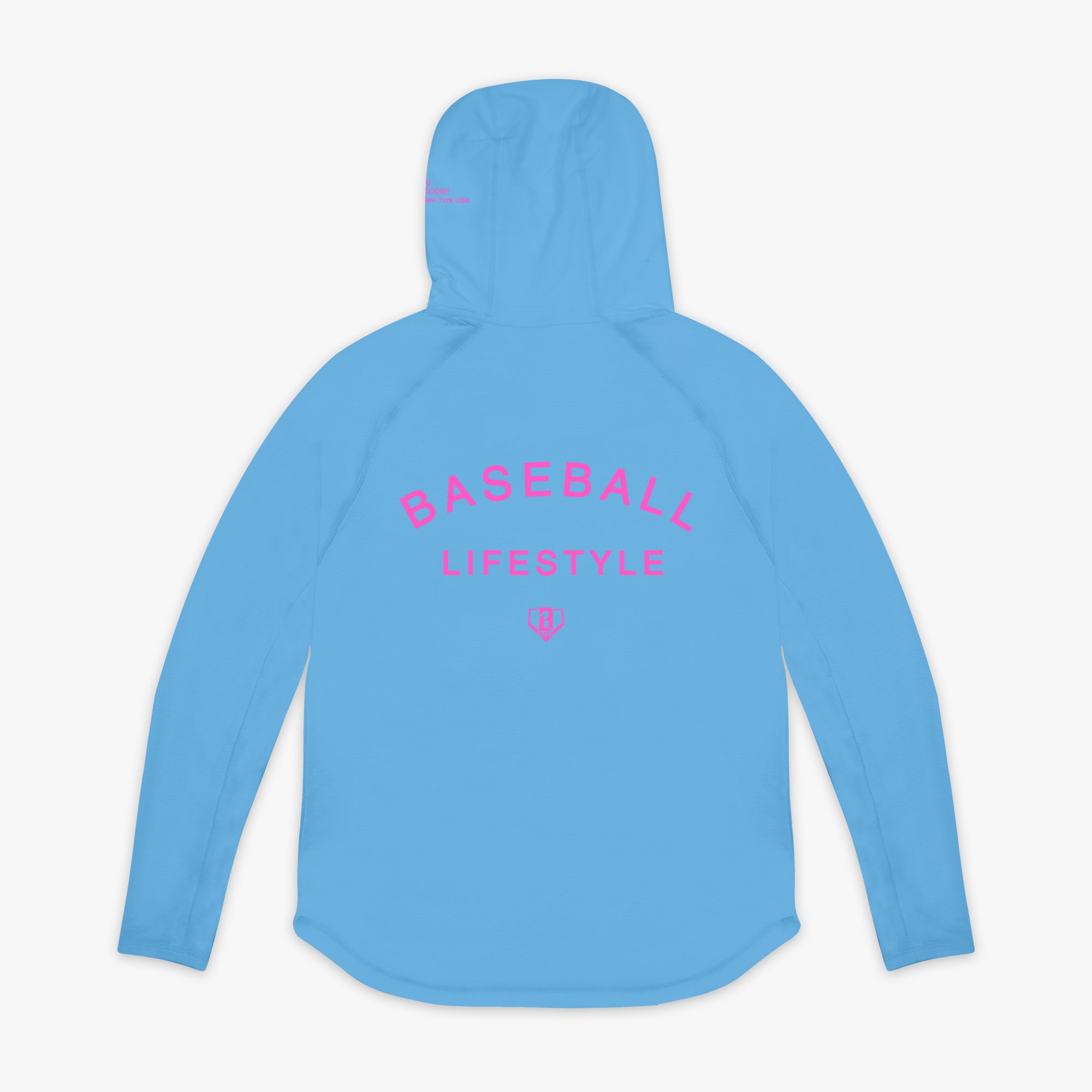 Blue Off-Field Cotton Candy Blue hoodie — back view