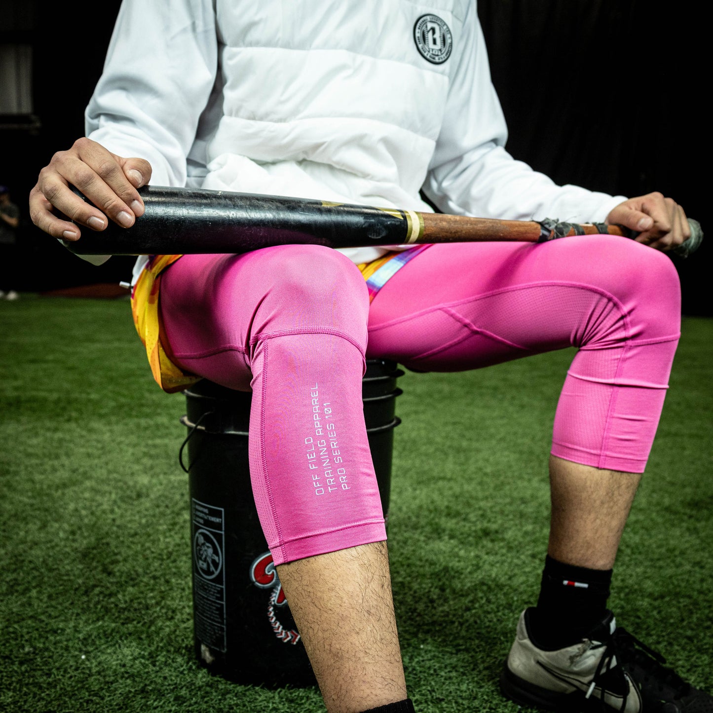 Pink baseball leggings, pink compression pants