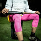 pink compression leggings, baseball leggings, pink leggings