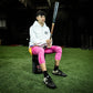 Pink compression leggings, pink baseball leggings