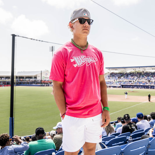 Pink pennant tshirt, pink baseball tshirt