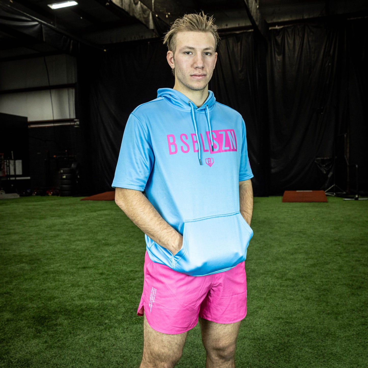 pink baseball shorts