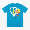 Blue t-shirt with a Pablo Sanchez cartoon design and 'BL101' logo on a white background